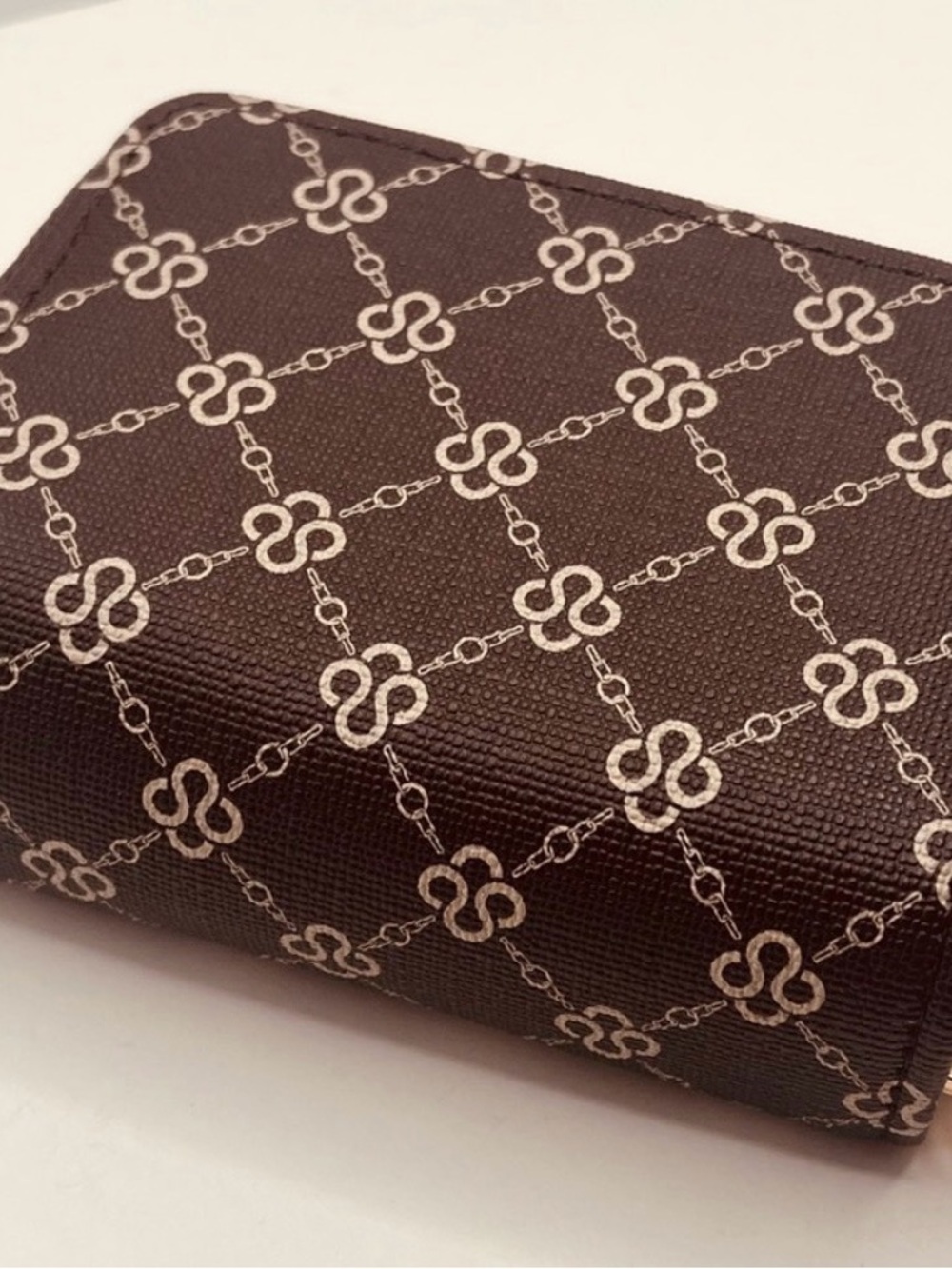 Brown Monogram Chain-Pattern Wallet